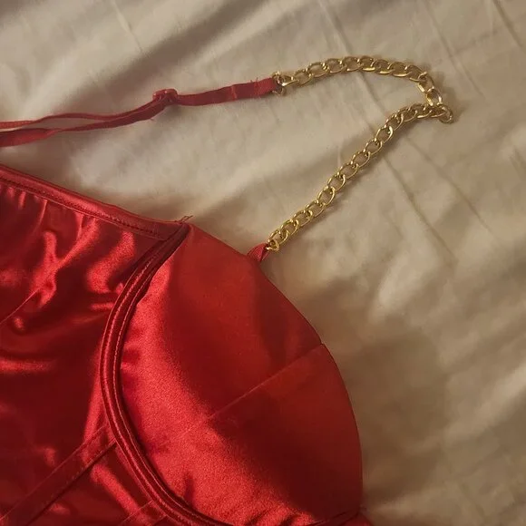 Silky red corset top - Picture 6 of 6